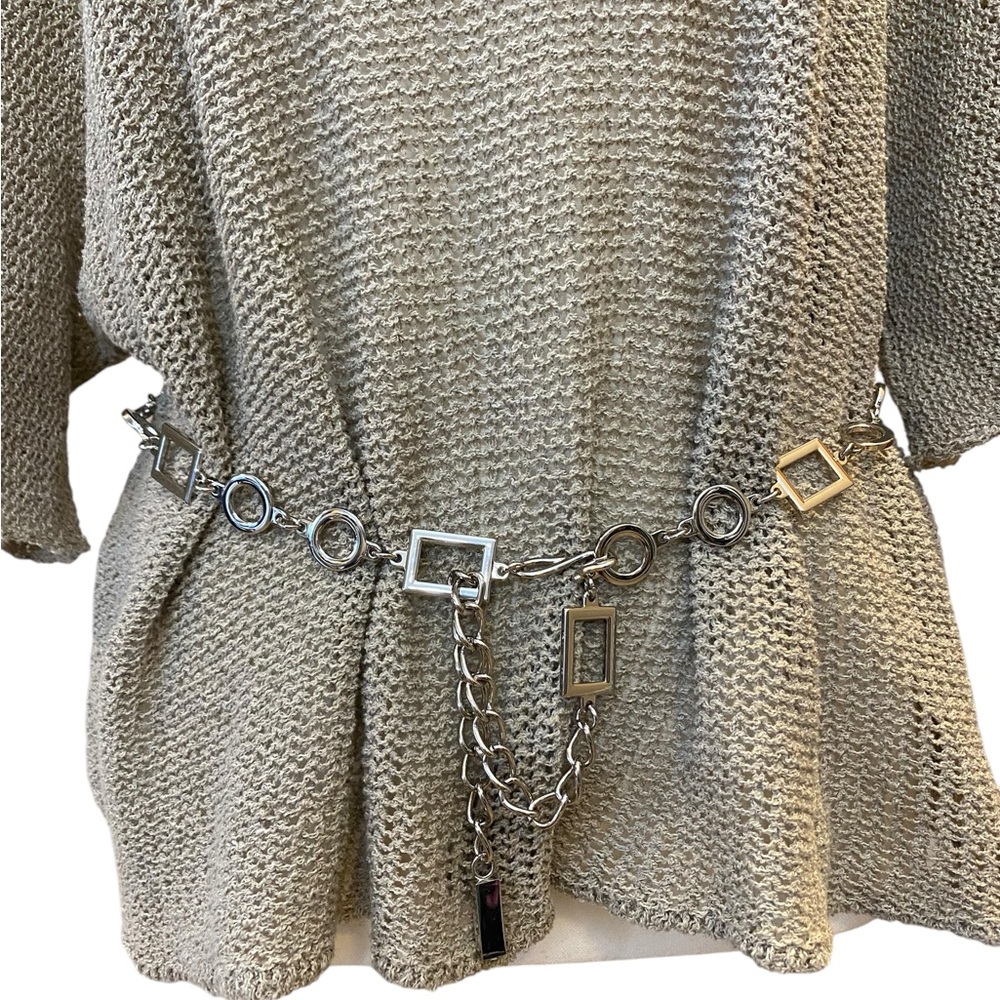 Silver Tone Metal Chain Belt Size M - Picture 4 of 9